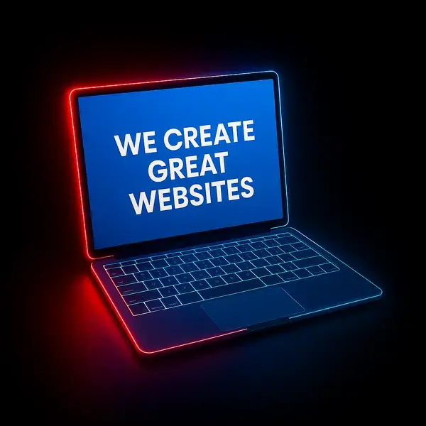 image-of-a-laptop-in-neon-with-the-words-on-the-screen-saying-we-create-great-websites